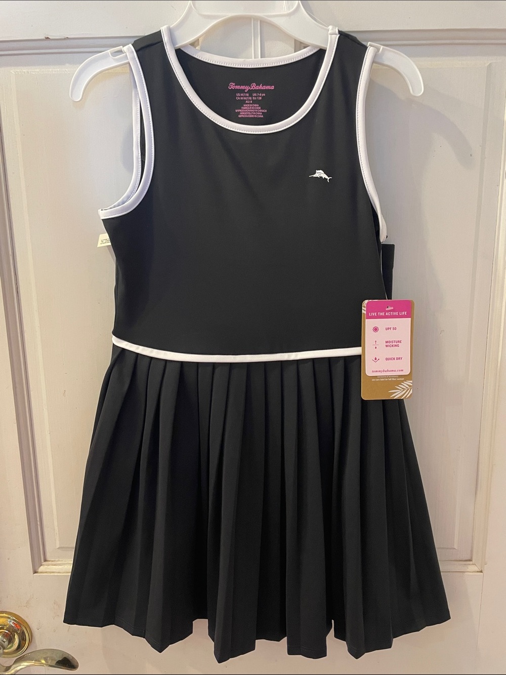 Girls Tommy Bahama Black Dress with White Trim size 7/8